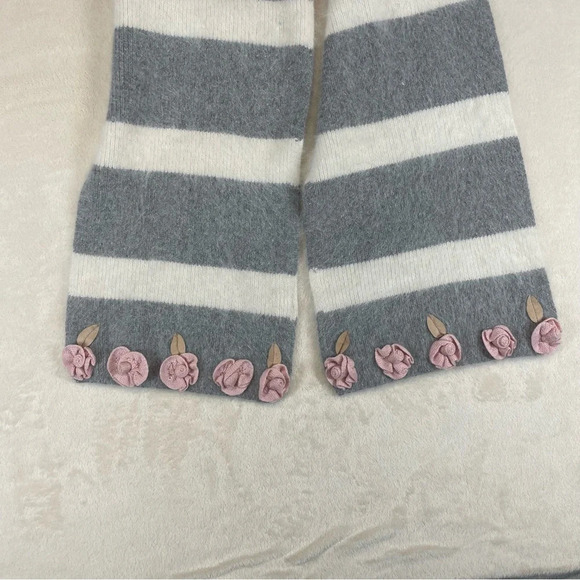 Scala pronto angora wool striped scarf with roses - Picture 3 of 8